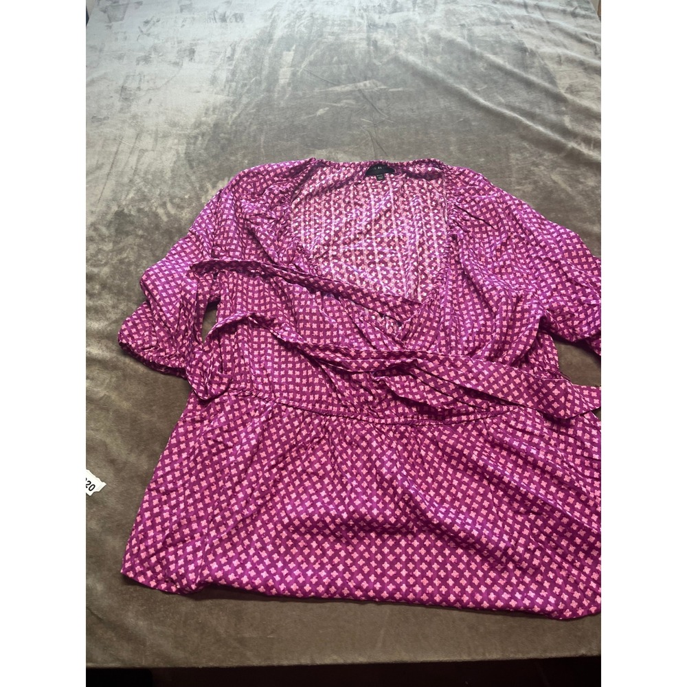 Lane Bryant Purple Floral Ruffle Peplum Blouse Plus Size 22/24